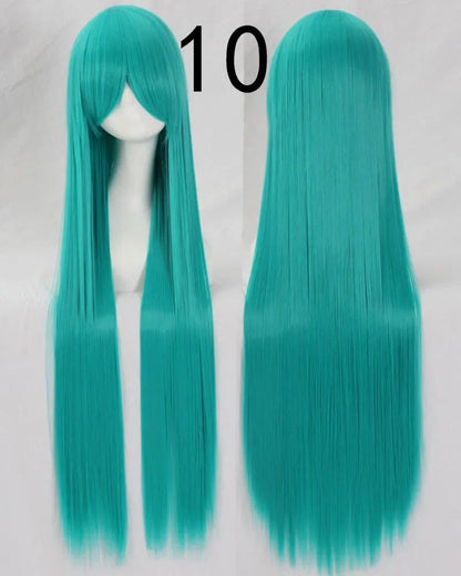 Pink 100Cm Long Staight Cosplay Wig Heat Resistant Synthetic Hair Anime Party wigs 42 color Colourful White