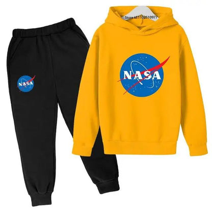 Kids NASA Fashion Casual Spring Autumn 2pcs Hoodie+jogging Pants Tracksuits 3-13 Years Boys Girls Trend Outfits Children Clothes