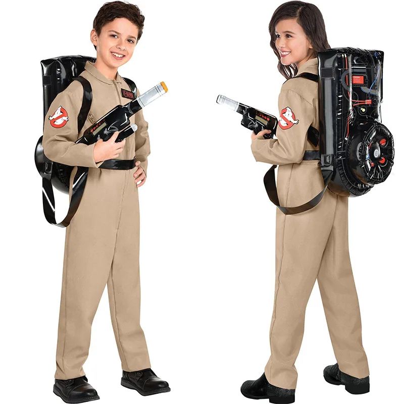 Halloween Father Ghostbusters Costumes Themed Cosplay Halloween Uniform Jumpsuit with Bag Ideal Adults Full Set Dress Up