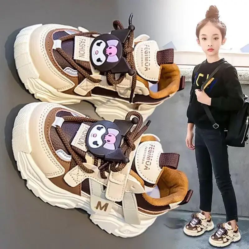 Girl Kuromi Sports Shoes Breathable Running Shoes Tennis Shoes New Sanrio Hello Kitty Kawaii Child Cartoon Casual Shoes Cute