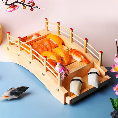 Barco de sushi japonês de madeira Barco de Sushi Ponte travessa de sashimi travessa de gelo seco Travessa de Sushi Barco Dragão