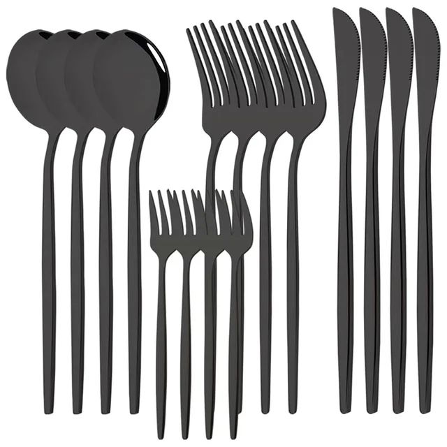 Conjunto de Talheres de Aço Inoxidável 16 Peças Rainbow para Jantar Faca Garfo de Bolo Colher Conjunto de Talheres de Mesa de Cozinha