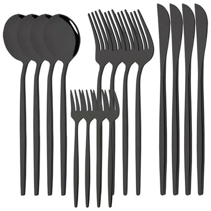 Conjunto de Talheres de Aço Inoxidável 16 Peças Rainbow para Jantar Faca Garfo de Bolo Colher Conjunto de Talheres de Mesa de Cozinha