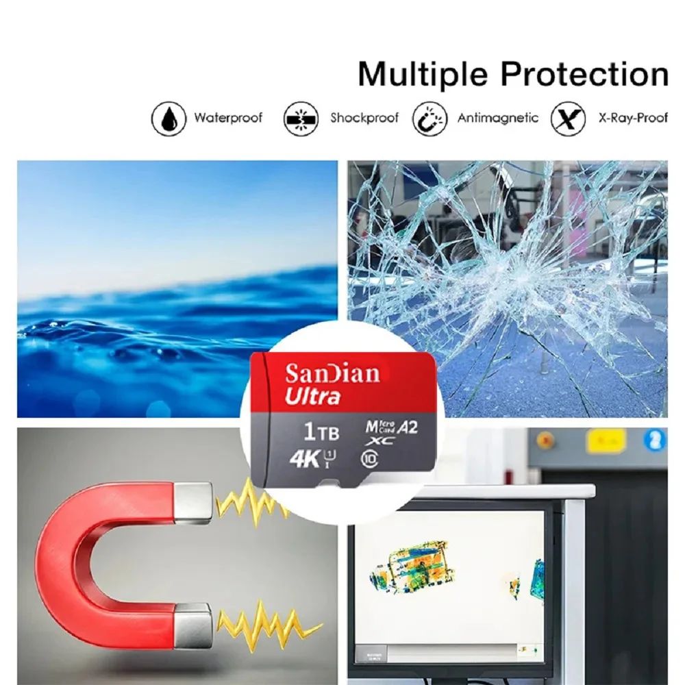 Novo Cartão de Memória de 1TB 2TB 128GB Micro TF SD Card 512GB Alta Velocidade Classe 10 256GB SDCard 100MB/s TF Card Cartão de Memória SD Original