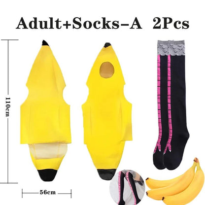 Child/Adult Banana Cosplay Halloween Christmas  Costumes Performance Costume Fruit Banana Costume Performance  Costume