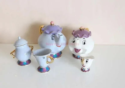Disney Teapot Cute Cartoon Beauty And The Beast Coffee Pots Mug Mrs Potts Chip Cup Tea Cup Pots One Tea Set Droshipping Desk Gif