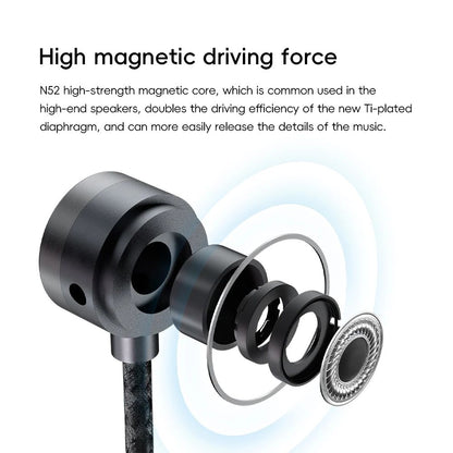 Fone de ouvido HiFi HiBy Yves 6mm Micro-dinâmico banhado a titânio, Driver de alta magneticidade, Câmara de baixa ressonância, Isolamento de ruído, Amigável à pele