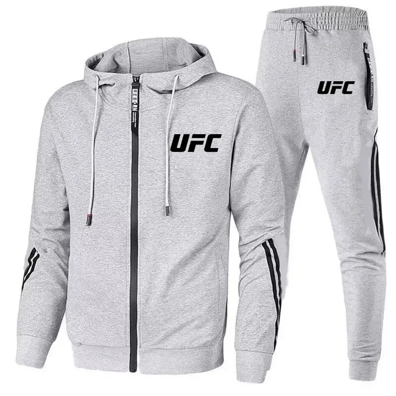 New UFC Men's Casual Sportswear Set, Flowered Outdoor Motorcycle Comfort Men's Set 2025, Fashionable Pants and Jackets
