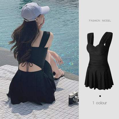 New Summer Women's Solid Color One-piece Swimsuit Slimming and Sexy Backless Tight Swimsuit Outdoor Party Pool Swimsuit