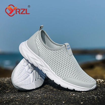 Tênis Masculino YRZL Respirável em Mesh, Casual, Antiderrapante para Uso Externo, Tamanho Grande, Loafer Leve para Caminhada, Calçado Masculino de Tênis