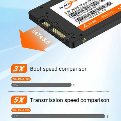 SSD Walram 2.5 SATA 3 120GB 128GB 240GB 256GB Disco Rígido 1TB 512GB 480GB SATA3 Unidade de Estado Sólido 1 TB HDD Para Notebook PC Desktop