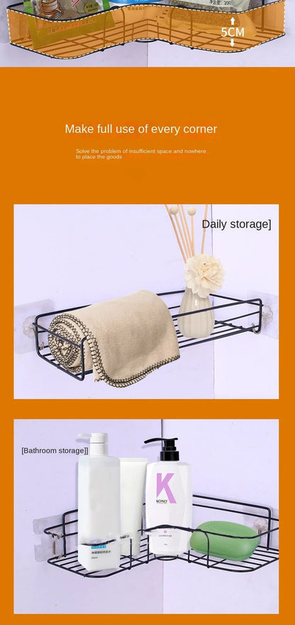 No Drill Bathroom Triangle Corner Shelf Wall Mounted Storage Rack for Kitchen Bathroom Organizer Space Saver