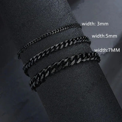 Nova Pulseira Masculina Corrente Cubana Moderna 3mm 5mm 7mm Clássica de Aço Inoxidável Para Homens Mulheres Joia Festa Presente