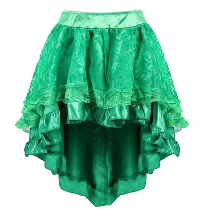 Steampunk Women Lace Floral Skirt Asymmetrica Renaissance Victorian Pirate Medieval Sexy Gothic Corset Skirts Matching