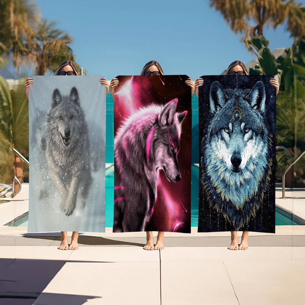 Animal wolf wallart Microfiber Blanket Quick Drying Beach Towels Oversized Printing Super Absorbent Pool Towel Blanket