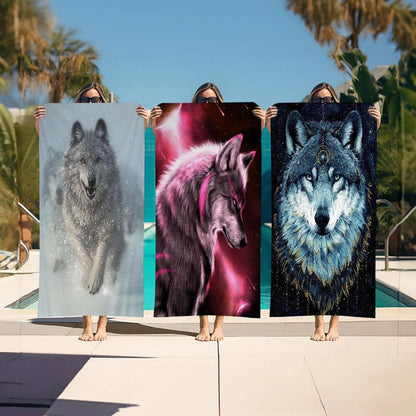 Animal wolf wallart Microfiber Blanket Quick Drying Beach Towels Oversized Printing Super Absorbent Pool Towel Blanket