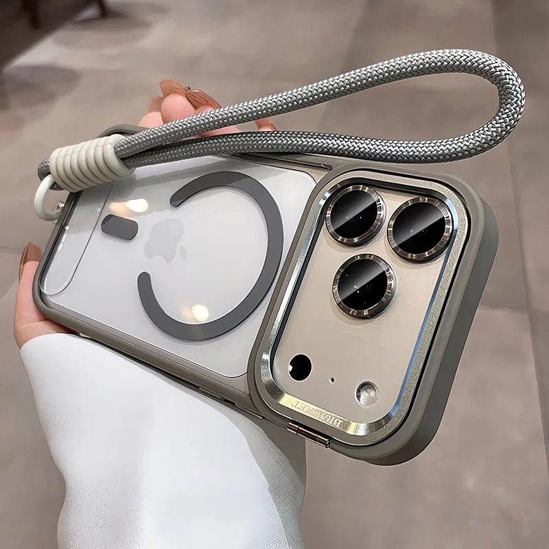 for iPhone 17 Camera Bracket for Magsafe Case for iPhone 17 Pro Max Air Wrist Strap Lens Film ShockProof Wireless Charging Cover