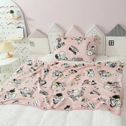 Snoopy Plush Blanket Comfortable Cartoon Snoopy Pattern Printing Flannel Blanket Office Nap Blanket Bedroom Bedspread Girl Gift