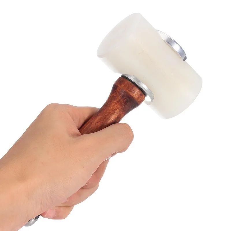 Martelo Profissional de Nylon para Esculpir Couro, Cabo de Madeira, Marreta, Instalação de Peças Artesanais, Ferramenta Manual de Percussão