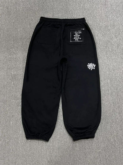 Vintage Graphic Print Streetwear Men Pants Fashion Hip Hop Joggers Men Clothing Casual Loose Buckle Feet Sweatpants Trousers