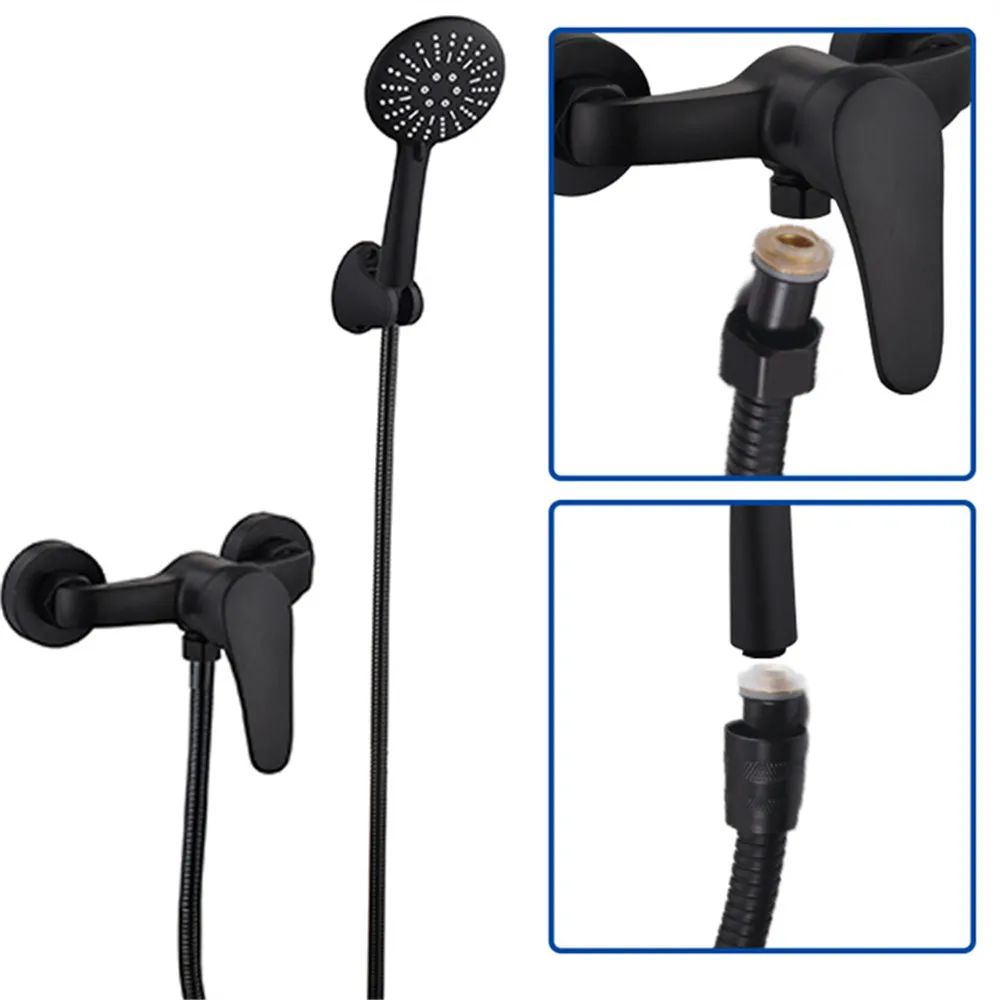 1,5/2M Mangueira de chuveiro flexível preta/prata SUS 304 Tubo de chuveiro longo para banheiro Extensão de tubo de água Tubo de puxar Acessórios para banheiro
