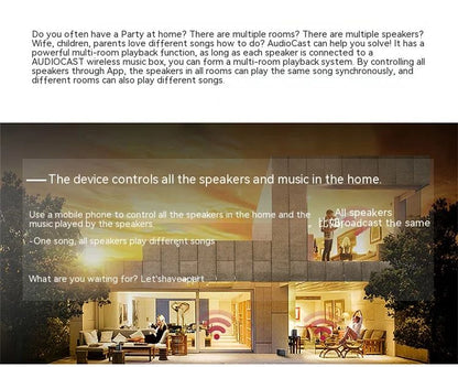 AudioCast M5 Wireless Wifi Music Audio Streamer Receiver Audiocast Ieast pPlayDLNA For Airplay Audio Music Adapter Multi Room