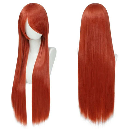 QQXCAIW Peruca Colorida Longa Lisa Sintética Branca Roxa Preta para Cosplay 80cm para Homens e Mulheres