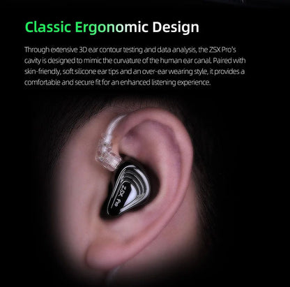 KZ ZSX Pro 5BA+1DD 12mm Drive Hybrid Drive Unit Earphones HIFI Music Earbuds Sport Game Headsets 2PIN Replaceable Cable ZSXPRO