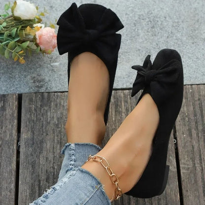 Women's Flat Shoes 2025 Hot Sale Ladies Slip on Flats Outdoor Women Round Toe Bow Tie Soft Bottom Plus Size Shallow Shoes Female