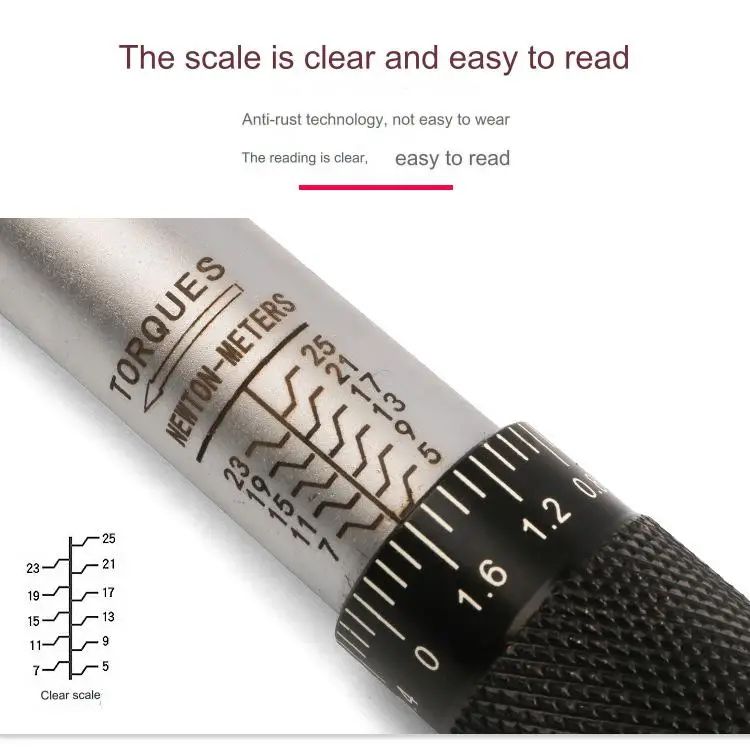 Chave de Torque 10-210N.m 1/2" com Catraca Reversível de Precisão Profissional para Bicicleta, Moto e Automóveis