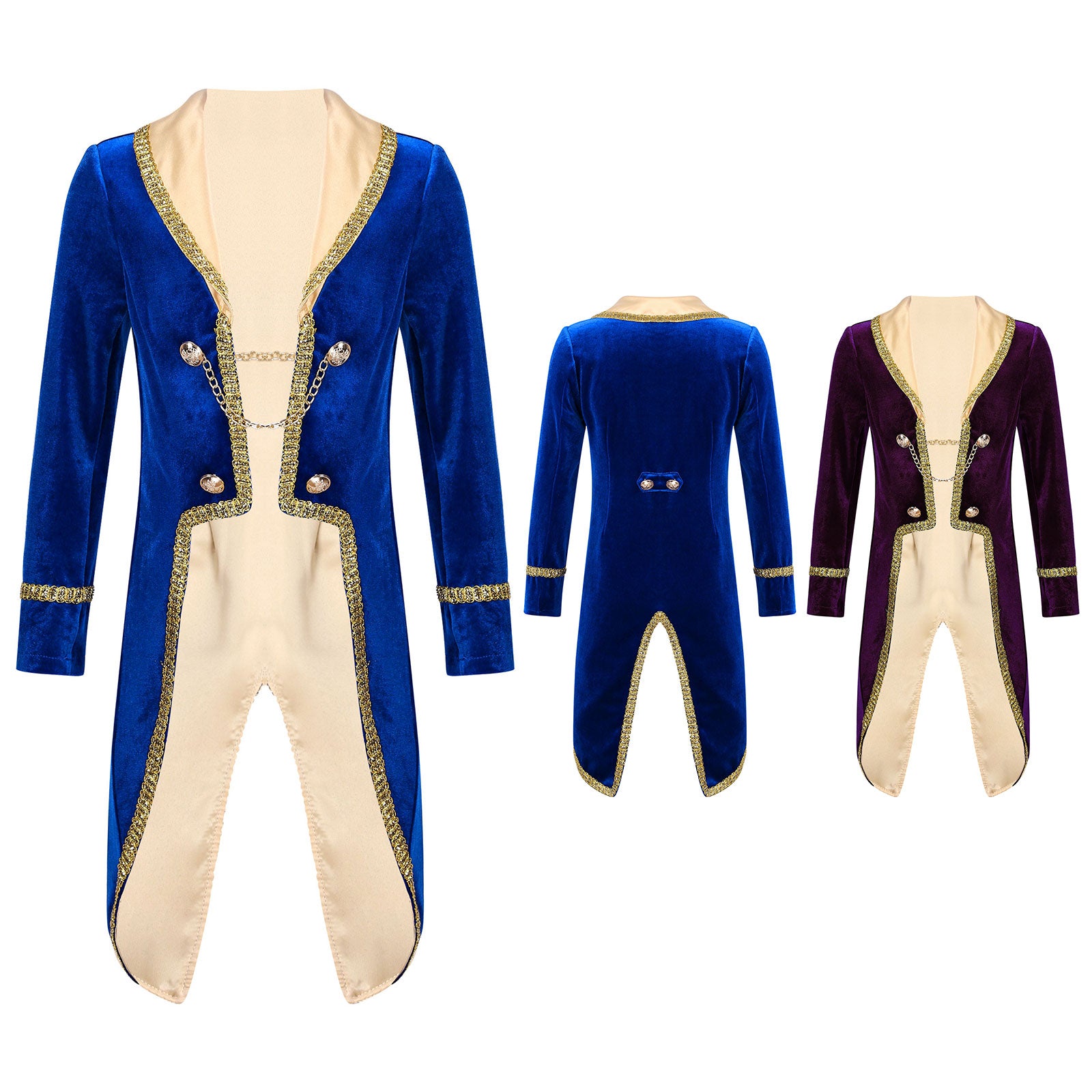 Boys Girls Prince Tuxedo Jacket Turn-Down Collar Coat Halloween Masquerade Theme Party Cosplay Costume Birthday Party Tailcoat