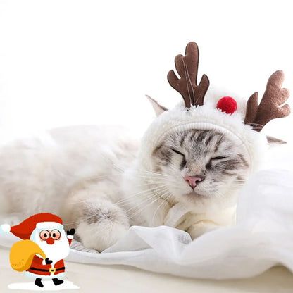 1Pcs Chapéu de Natal Engraçado para Cães, Babadores de Papai Noel para Animais de Estimação, Fantasia de Cosplay para Festa de Ano Novo, Boné de Filhote, Cachecol para Gatos Fofos, Acessórios de Roupa, Presente