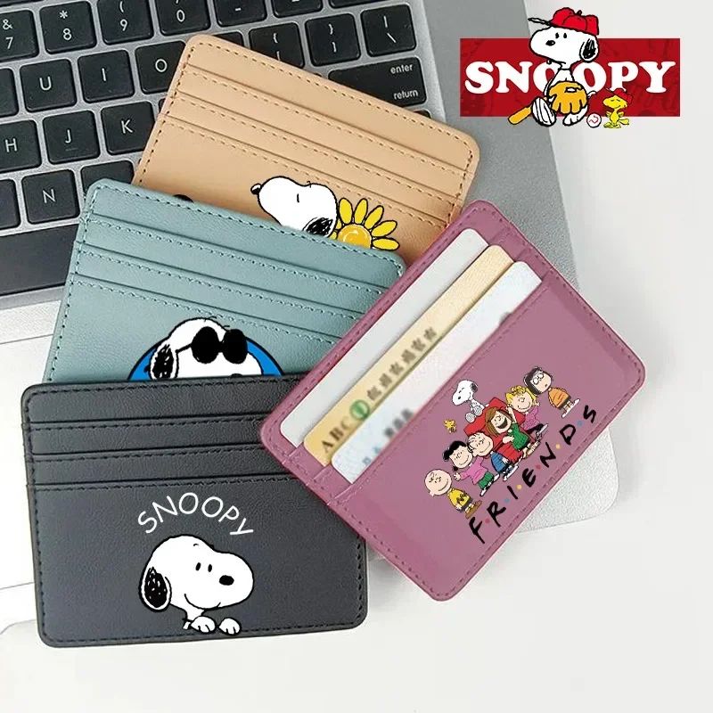 Bolsa Moedeiro Snoopy Peanuts Anime Porta Cartão de Crédito Passaporte Carteira de PU Capa para Cartões de Identificação Bolsa Presente de Aniversário para Crianças Homens Mulheres