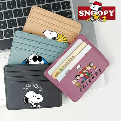 Bolsa Moedeiro Snoopy Peanuts Anime Porta Cartão de Crédito Passaporte Carteira de PU Capa para Cartões de Identificação Bolsa Presente de Aniversário para Crianças Homens Mulheres