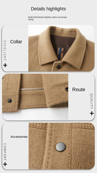 Billy Men's Winter Jacket for Men Double-Sided Woolen Overcoat Short Lapel Autumn Casual Coat Top Black Clothes White Duck Down