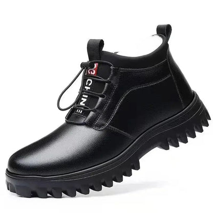Sapatos Masculinos de Couro de Inverno Nova Moda Pelúcia Quente Confortável Antiderrapante Sapatos de Algodão de Negócios Botas de Neve Casuais ao Ar Livre Férias