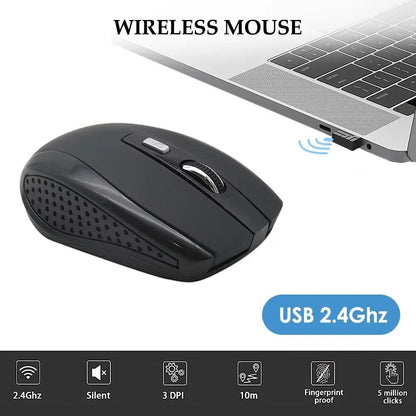 Mouse sem fio 2.4G, mouse óptico portátil de escritório alimentado por bateria, suporta níveis de DPI ajustáveis, adequado para notebooks.