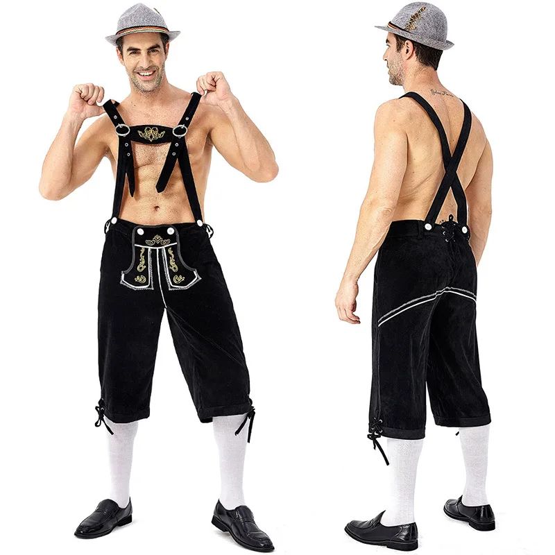 Men Bavarian Beer Male Shirt Rompers Shorts Set Cosplay Costume German Oktoberfest Costumes Halloween Festival Party Outfit