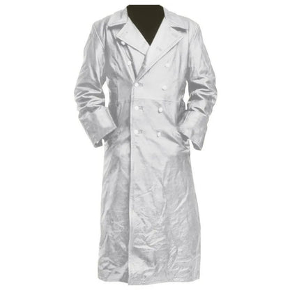 Men Faux Leather Coats Pu Long Coat Splice Double Breasted Turn Down Collar Slim Fit Thick Casual Jackets Autumn Winter