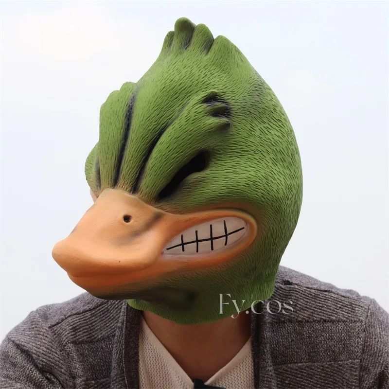 Halloween Costume Yellow Duck Head Party Animal Mask Cosplay Prop Latex Masks Green Fish Mask Funny Duck Bill Realistic Masks
