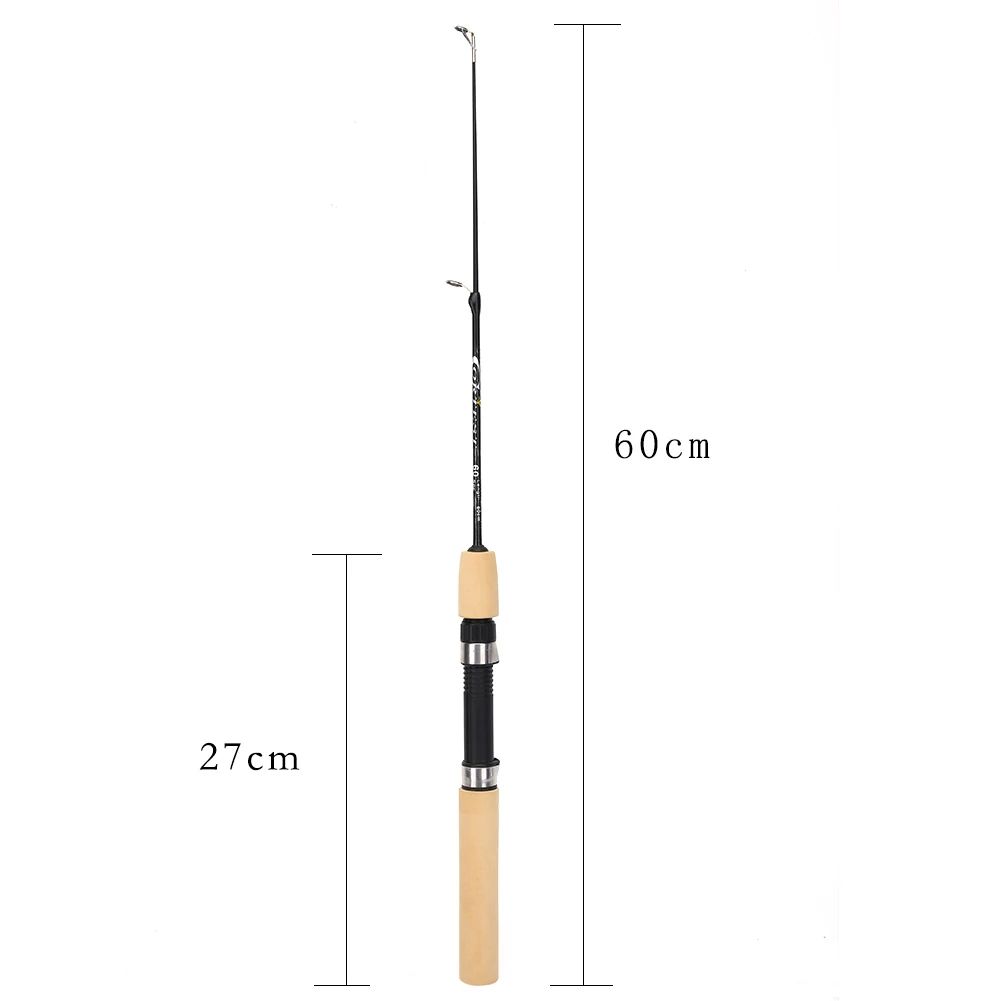 60/80/100cm Vara de Pesca no Gelo Portátil Vara de Carbono Leve para Rio Cabo Confortável Pesca de Carpa Pesca Equipamento de Pesca