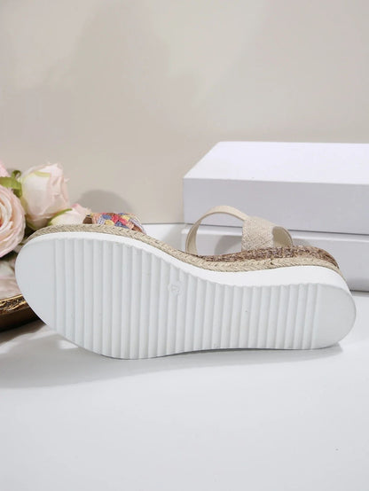 Summer Women's High Heel Sandals Heel Large Size Colorful Braided Rope Sandalias De Mujer Outdoor Versatile Zapatillas De Mujer