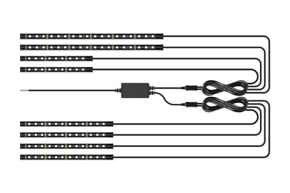 Barra de Luz Decorativa para Moto 12V com Controle Flexível e à Prova D'água, 12 LEDs RGB, Controle por Aplicativo, Luz Ambiente para Carro e Moto