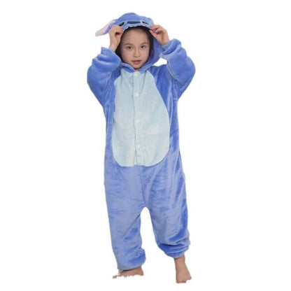 Macacão de Natal Lilo & Stitch, Pijama Infantil de Pelúcia, Kigurumi, Roupa Quente de Inverno, Presente para Meninos e Meninas
