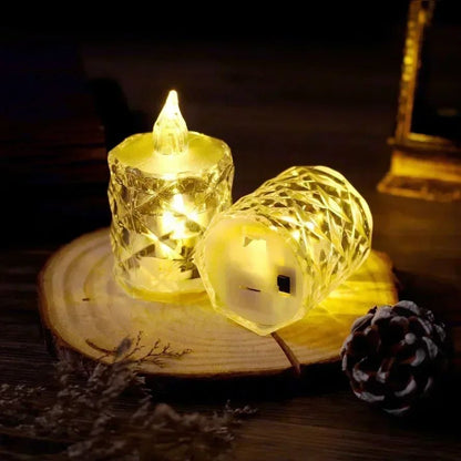 LED Crystal Candle Light with Battery Flameless Candle Light Electronic Night Lamp Dating Party Holiday Home Wedding Decoration