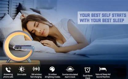 Caixa de Som Bluetooth Multifuncional BIG G Luz Noturna RGB Carregador Sem Fio Rápido Suporte para iPhone Samsung Xiaomi Estação de Carregamento