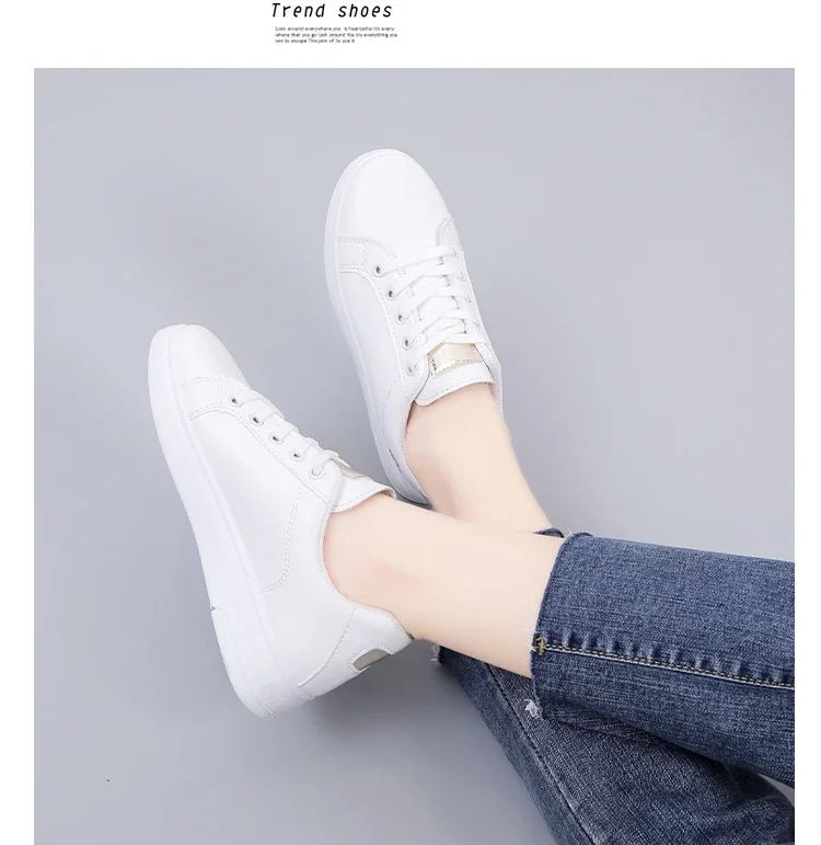 Women Leather Pu Casual Shoes New 2024 Woman Shoes Fashion Embroidered White Sneakers Breathable Flower Lace-Up Women Sneakers
