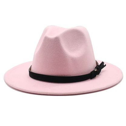 Gangster Trilby Felt Fedora Hat European American Wide Brim Top Jazz Caps Women Men Wool White Wedding Hat 56-58-61CM