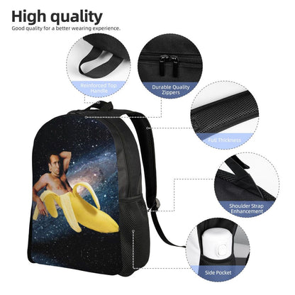 Custom Nicolas Cage Meme Laptop Backpack Women Men Basic Bookbag for College School Student Funny Bags