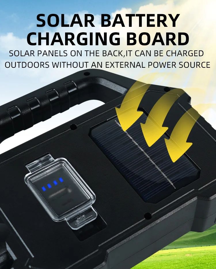 High Power Led Flashlights Rechargeable Camping Work Light Multi Functional Portable Light Solar Charging 6 Lighting Modes ?